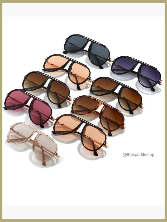 Oversized Retro Aviator Sunglasses Gold Metal Pilot Shades main image 4